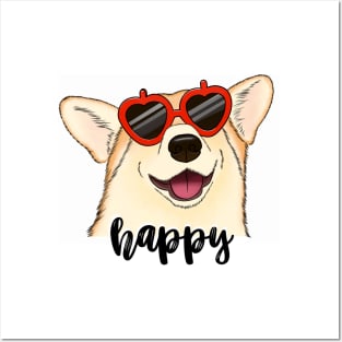 Happy cute corgi Posters and Art